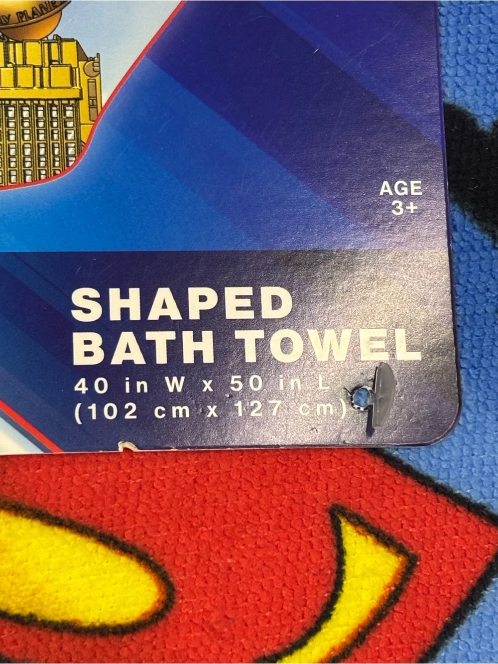 DC Superman Shaped BathTowel in Blue, Red, Yellow 40in W x 50in L New